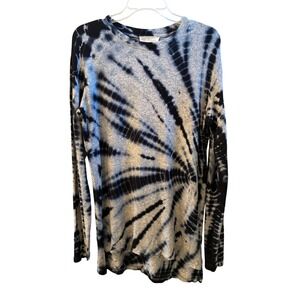 Saturday Sunday Anthropologie Tie Dye Tunic Top Gray Black Long Sleeve Small